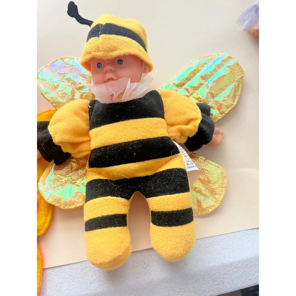 Lot of 6 Garden Baby Dolls Ladybug Bee Frog Flower Costumes Soft Body 9 Inch